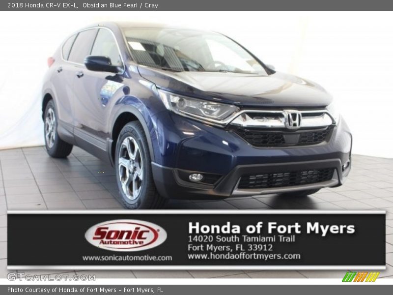Obsidian Blue Pearl / Gray 2018 Honda CR-V EX-L