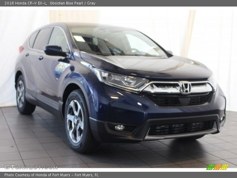 Obsidian Blue Pearl / Gray 2018 Honda CR-V EX-L