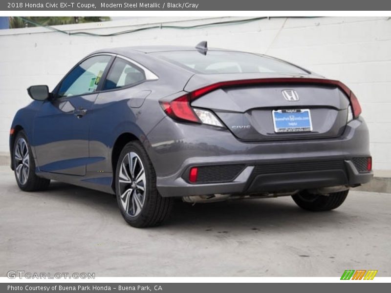 Modern Steel Metallic / Black/Gray 2018 Honda Civic EX-T Coupe