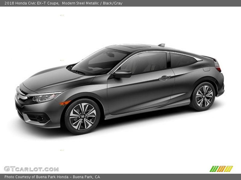 Modern Steel Metallic / Black/Gray 2018 Honda Civic EX-T Coupe
