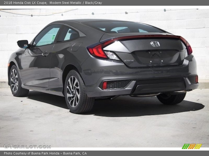 Modern Steel Metallic / Black/Gray 2018 Honda Civic LX Coupe