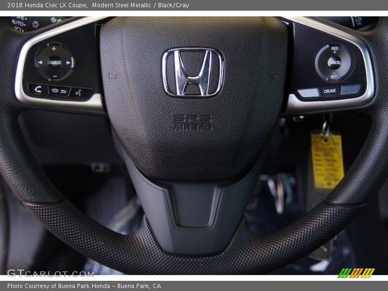 Modern Steel Metallic / Black/Gray 2018 Honda Civic LX Coupe