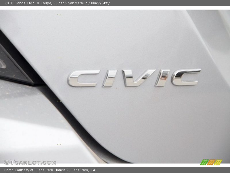 Lunar Silver Metallic / Black/Gray 2018 Honda Civic LX Coupe