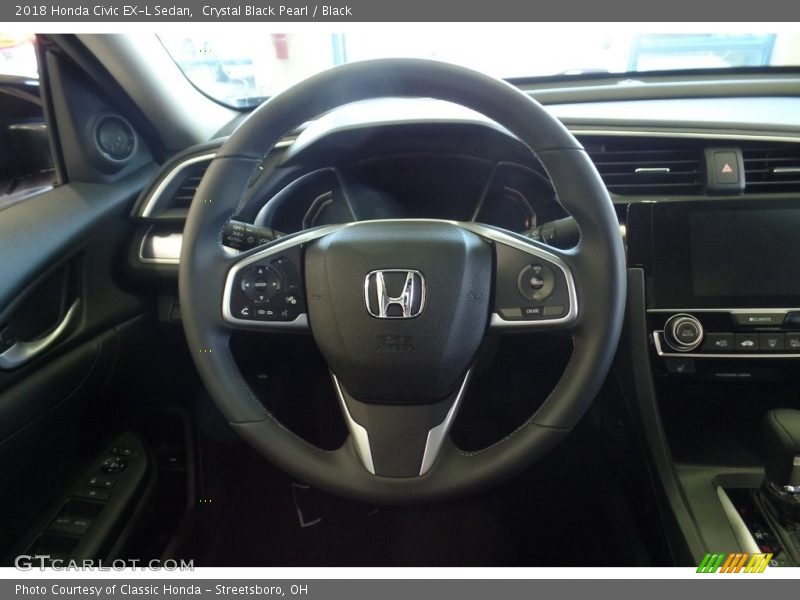 Crystal Black Pearl / Black 2018 Honda Civic EX-L Sedan