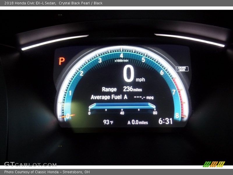 Crystal Black Pearl / Black 2018 Honda Civic EX-L Sedan
