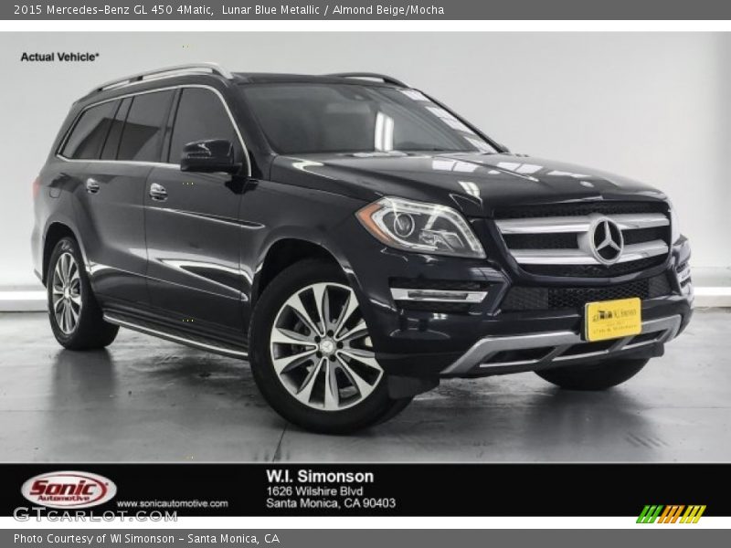 Lunar Blue Metallic / Almond Beige/Mocha 2015 Mercedes-Benz GL 450 4Matic