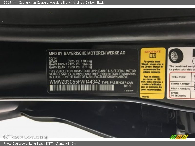 Absolute Black Metallic / Carbon Black 2015 Mini Countryman Cooper