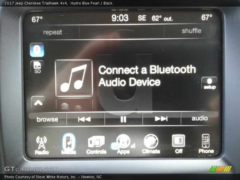 Hydro Blue Pearl / Black 2017 Jeep Cherokee Trailhawk 4x4