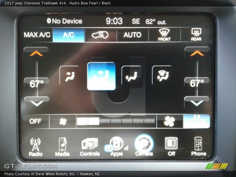 Hydro Blue Pearl / Black 2017 Jeep Cherokee Trailhawk 4x4