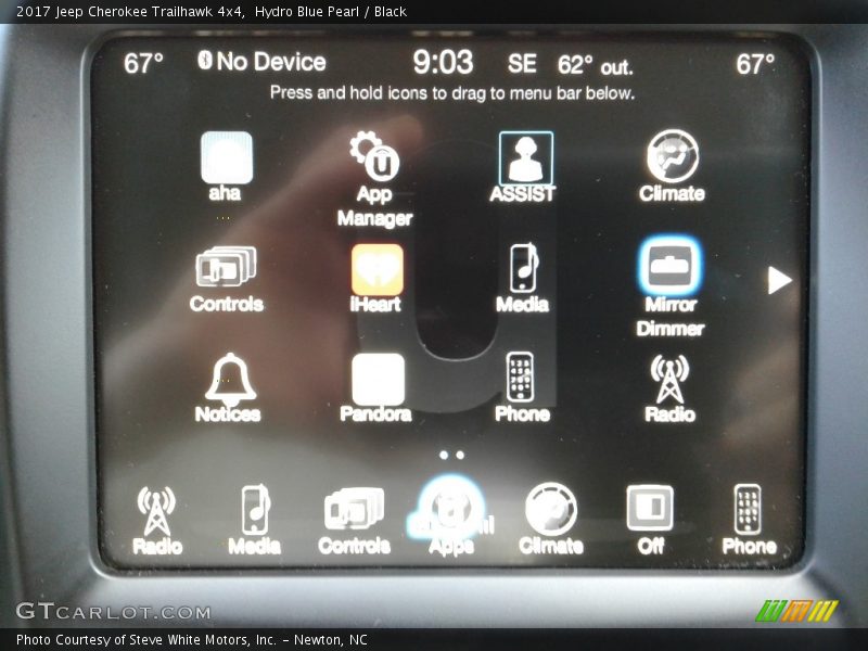 Hydro Blue Pearl / Black 2017 Jeep Cherokee Trailhawk 4x4