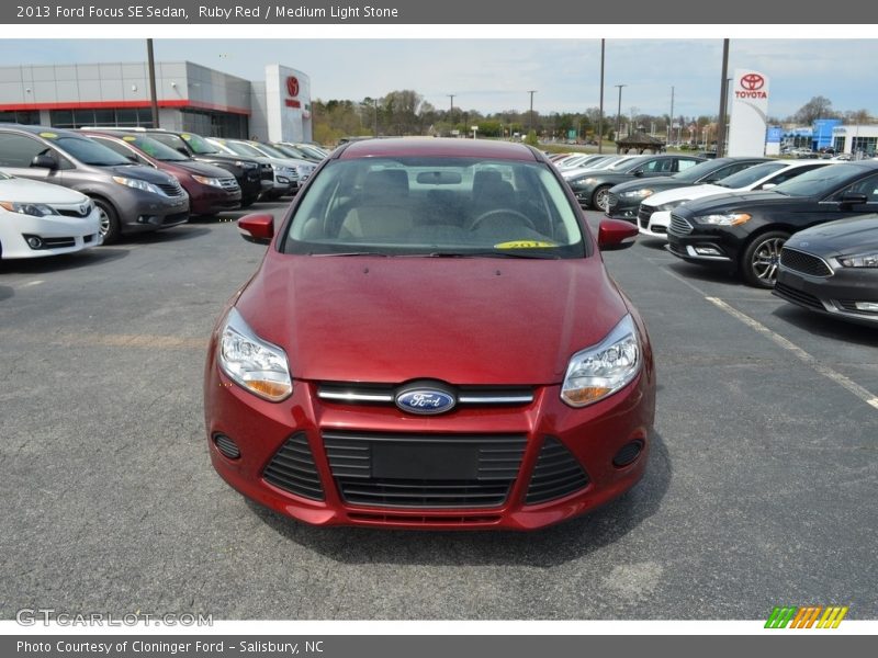 Ruby Red / Medium Light Stone 2013 Ford Focus SE Sedan