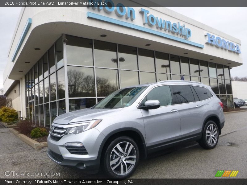 Lunar Silver Metallic / Black 2018 Honda Pilot Elite AWD