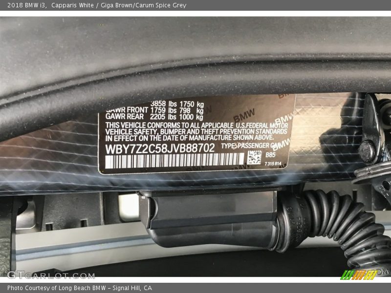 2018 i3  Capparis White Color Code B85