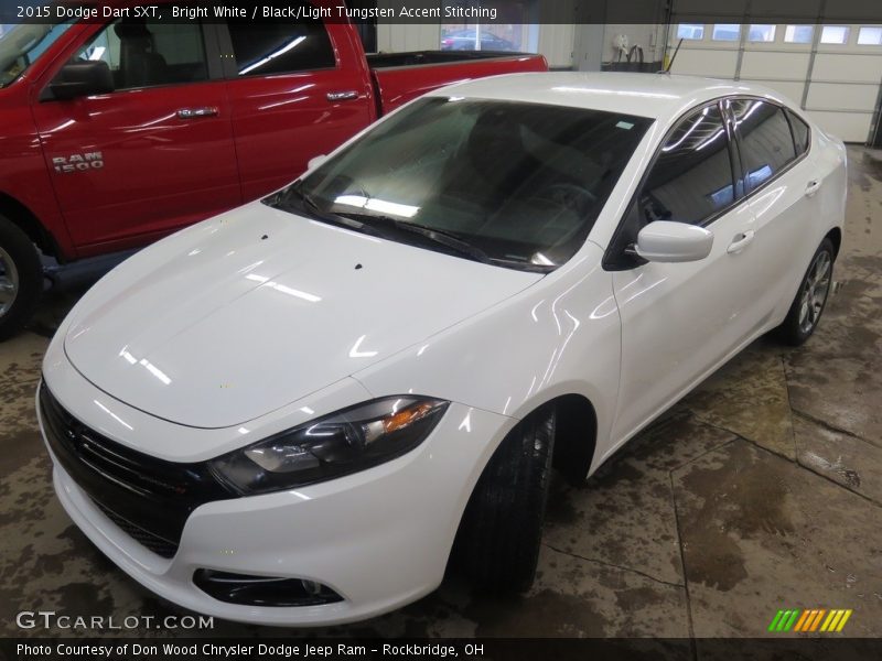 Bright White / Black/Light Tungsten Accent Stitching 2015 Dodge Dart SXT