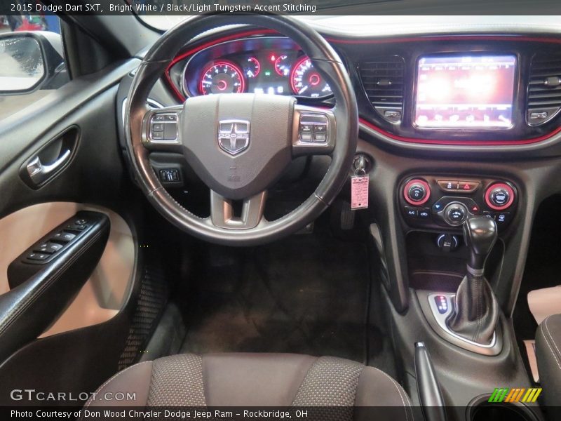 Bright White / Black/Light Tungsten Accent Stitching 2015 Dodge Dart SXT