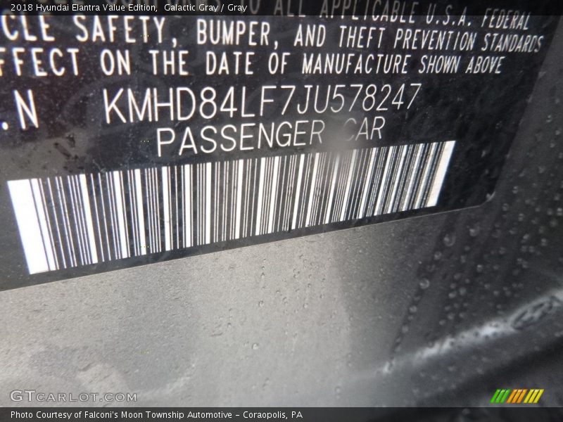 Galactic Gray / Gray 2018 Hyundai Elantra Value Edition