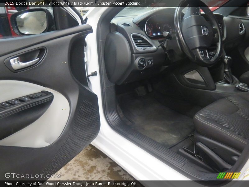 Bright White / Black/Light Tungsten Accent Stitching 2015 Dodge Dart SXT