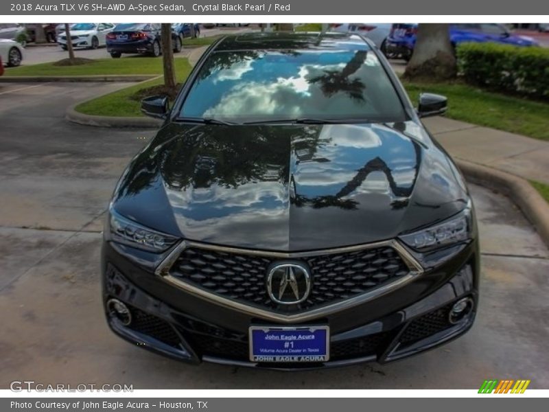 Crystal Black Pearl / Red 2018 Acura TLX V6 SH-AWD A-Spec Sedan