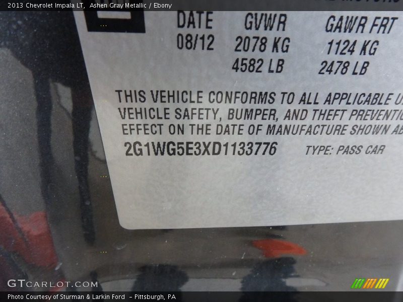 Ashen Gray Metallic / Ebony 2013 Chevrolet Impala LT