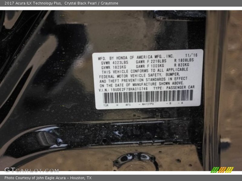 Crystal Black Pearl / Graystone 2017 Acura ILX Technology Plus