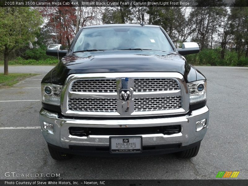 Brilliant Black Crystal Pearl / Canyon Brown/Light Frost Beige 2018 Ram 3500 Laramie Mega Cab 4x4