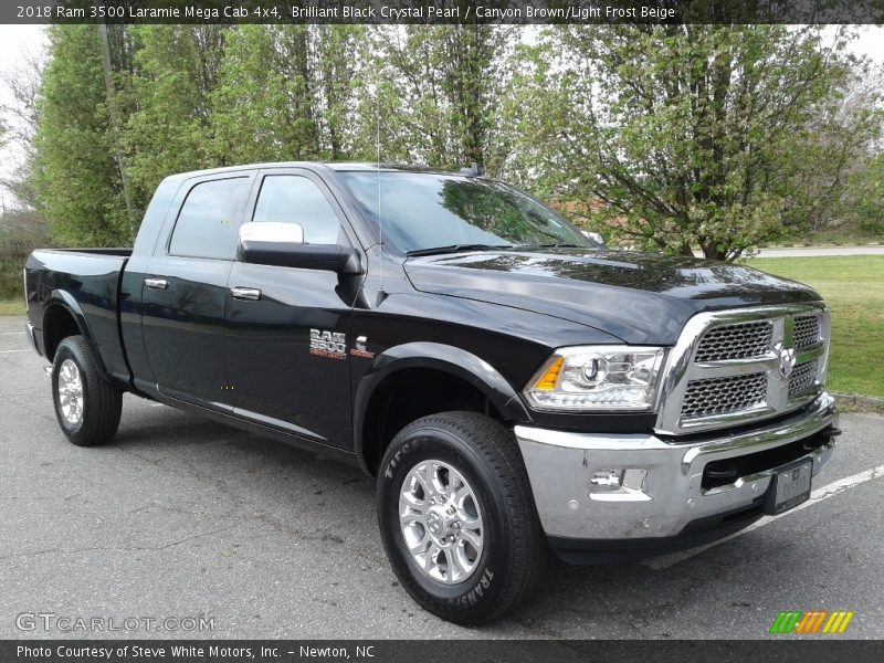 Brilliant Black Crystal Pearl / Canyon Brown/Light Frost Beige 2018 Ram 3500 Laramie Mega Cab 4x4