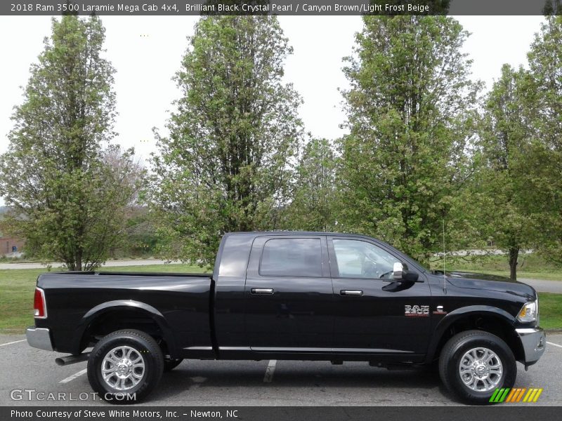 Brilliant Black Crystal Pearl / Canyon Brown/Light Frost Beige 2018 Ram 3500 Laramie Mega Cab 4x4