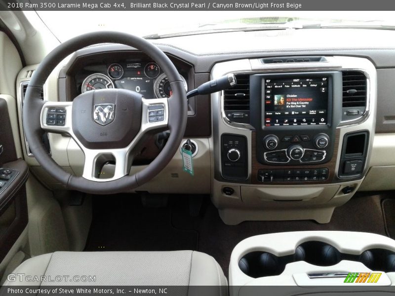 Brilliant Black Crystal Pearl / Canyon Brown/Light Frost Beige 2018 Ram 3500 Laramie Mega Cab 4x4