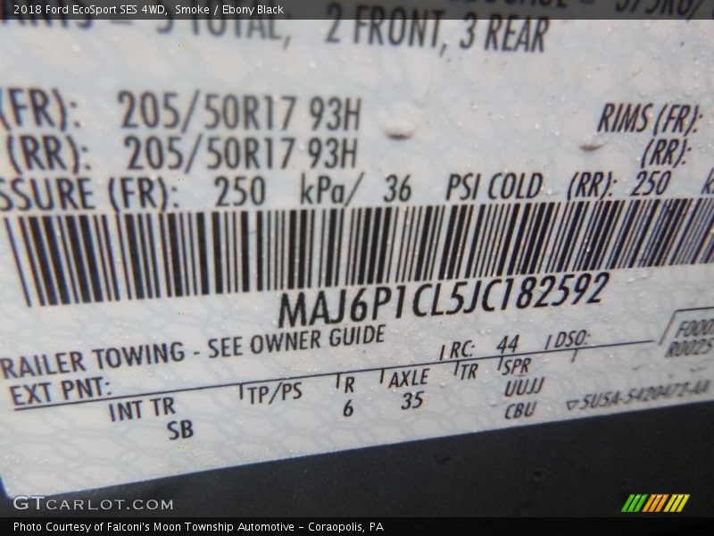 Smoke / Ebony Black 2018 Ford EcoSport SES 4WD