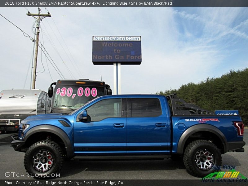 Lightning Blue / Shelby BAJA Black/Red 2018 Ford F150 Shelby BAJA Raptor SuperCrew 4x4