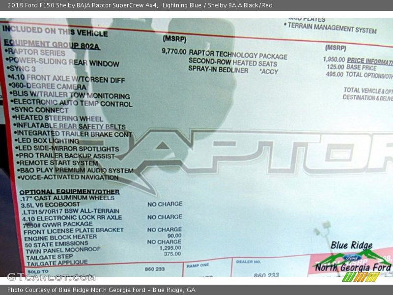 Lightning Blue / Shelby BAJA Black/Red 2018 Ford F150 Shelby BAJA Raptor SuperCrew 4x4