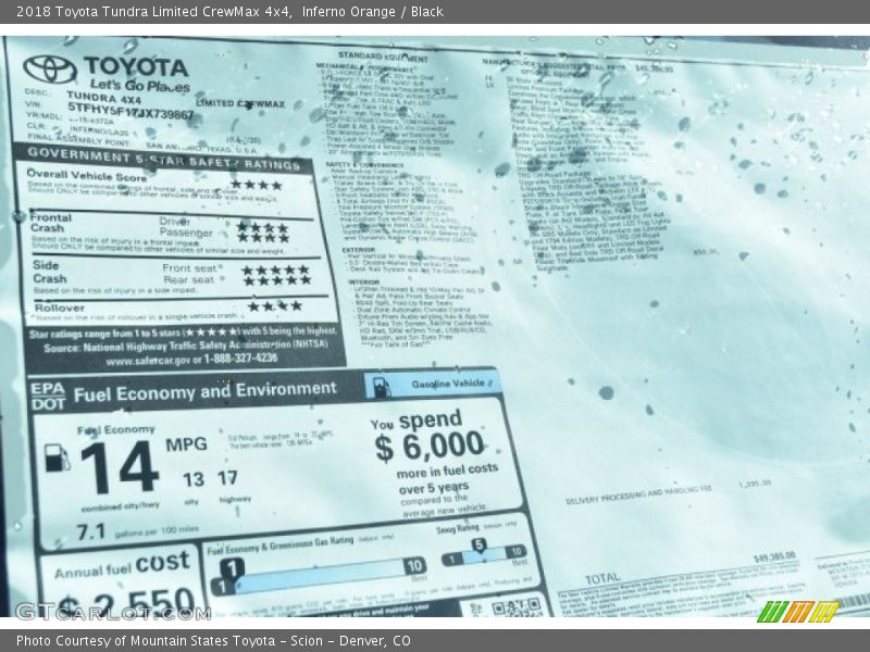 Inferno Orange / Black 2018 Toyota Tundra Limited CrewMax 4x4