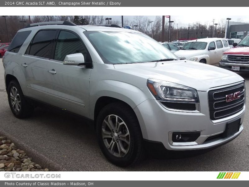Champagne Silver Metallic / Ebony 2014 GMC Acadia SLT AWD