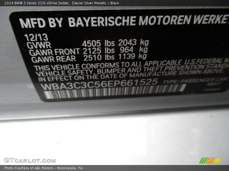 Glacier Silver Metallic / Black 2014 BMW 3 Series 320i xDrive Sedan