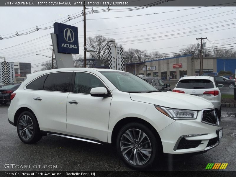 White Diamond Pearl / Espresso 2017 Acura MDX Technology SH-AWD