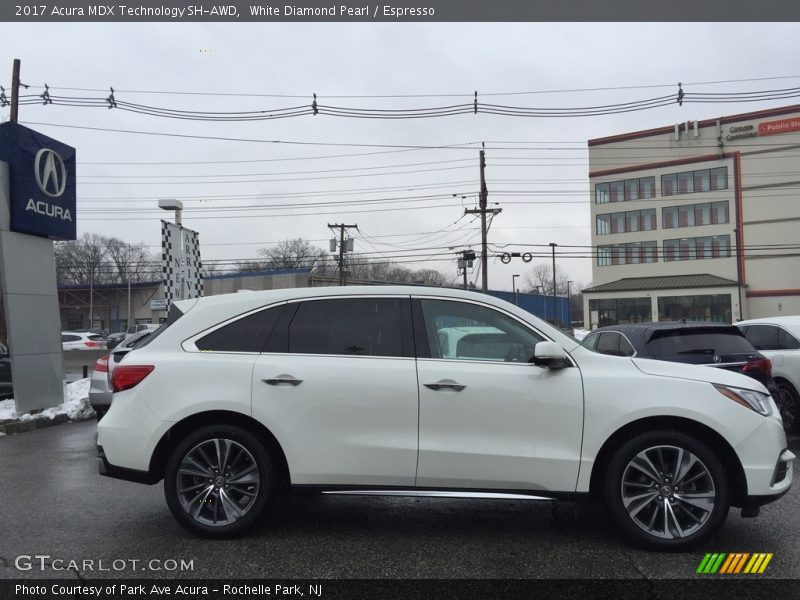 White Diamond Pearl / Espresso 2017 Acura MDX Technology SH-AWD