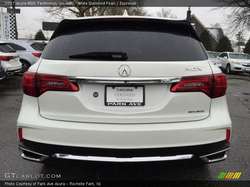 White Diamond Pearl / Espresso 2017 Acura MDX Technology SH-AWD