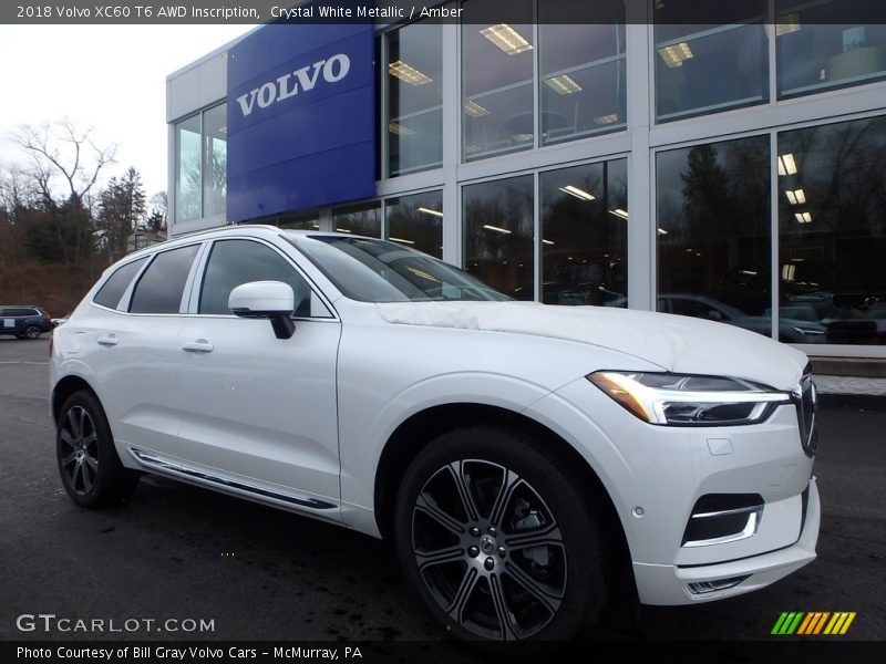 Crystal White Metallic / Amber 2018 Volvo XC60 T6 AWD Inscription