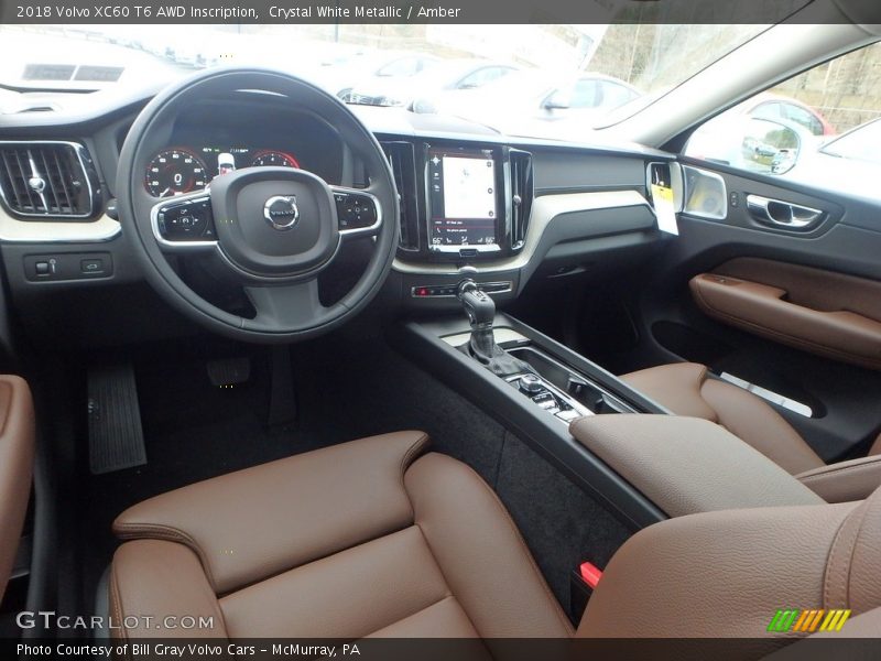 Crystal White Metallic / Amber 2018 Volvo XC60 T6 AWD Inscription