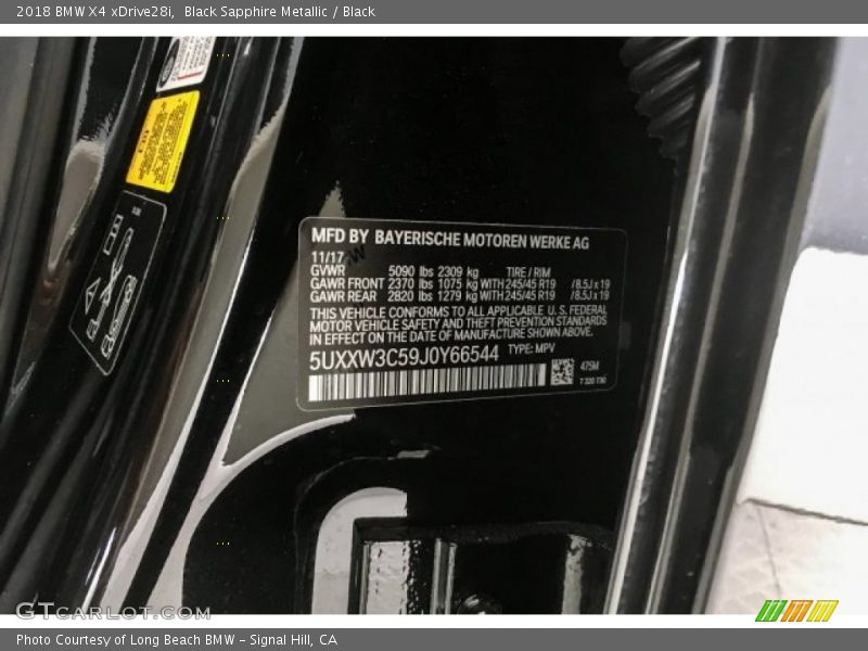 2018 X4 xDrive28i Black Sapphire Metallic Color Code 475