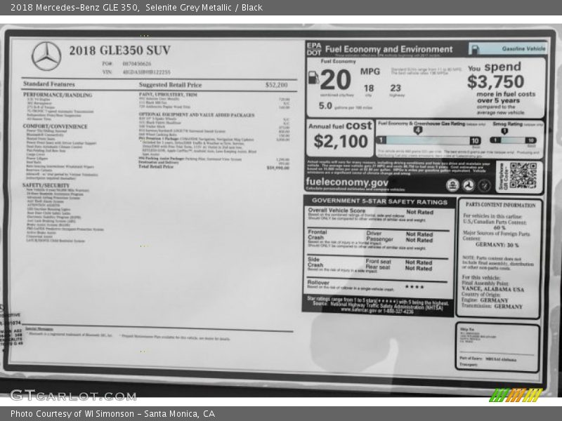 Selenite Grey Metallic / Black 2018 Mercedes-Benz GLE 350