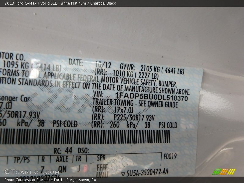 White Platinum / Charcoal Black 2013 Ford C-Max Hybrid SEL