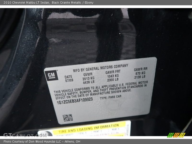 Black Granite Metallic / Ebony 2010 Chevrolet Malibu LT Sedan