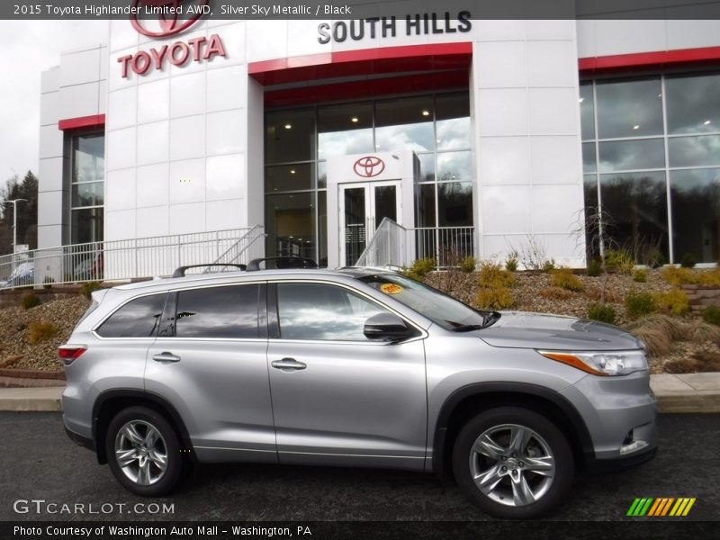 Silver Sky Metallic / Black 2015 Toyota Highlander Limited AWD