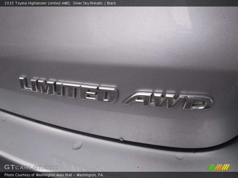 Silver Sky Metallic / Black 2015 Toyota Highlander Limited AWD