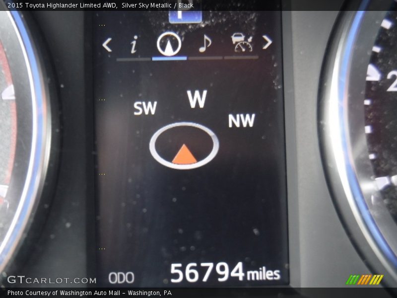 Silver Sky Metallic / Black 2015 Toyota Highlander Limited AWD