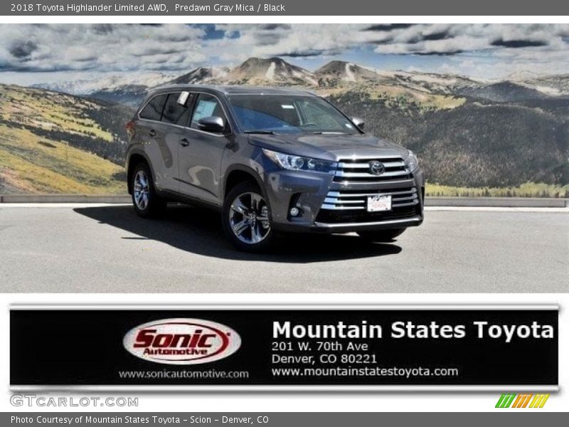 Predawn Gray Mica / Black 2018 Toyota Highlander Limited AWD