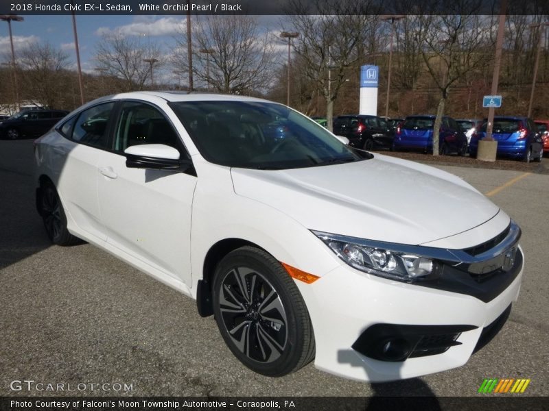 White Orchid Pearl / Black 2018 Honda Civic EX-L Sedan