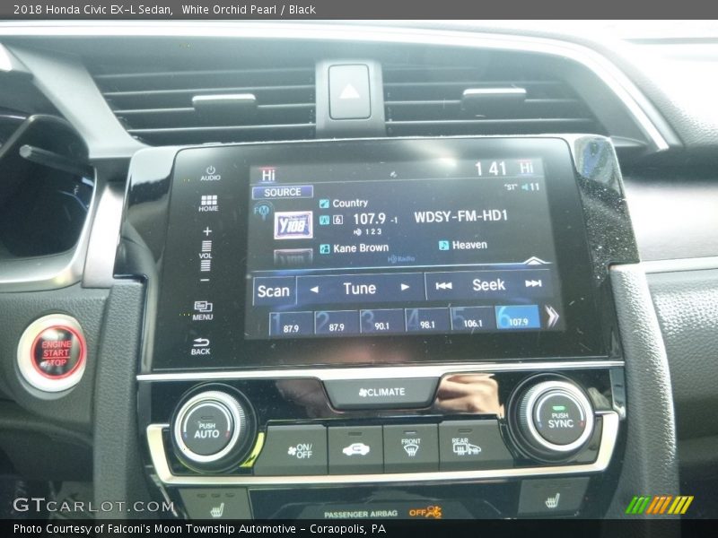 White Orchid Pearl / Black 2018 Honda Civic EX-L Sedan