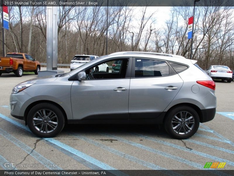 Diamond Silver / Beige 2015 Hyundai Tucson SE AWD